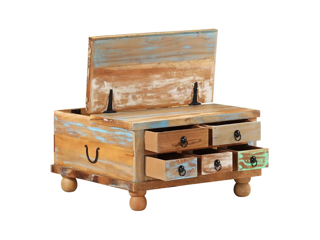 Mesa de centro de madera reciclada 70x70x38 cm