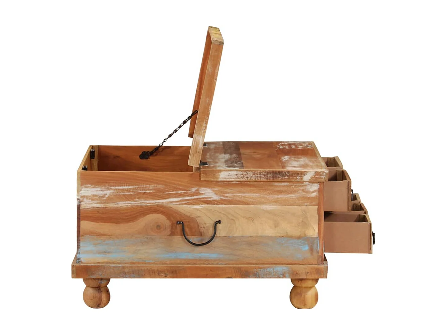 Mesa de centro de madera reciclada 70x70x38 cm