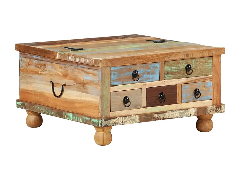 Mesa de centro madeira recuperada 70x70x38 cm