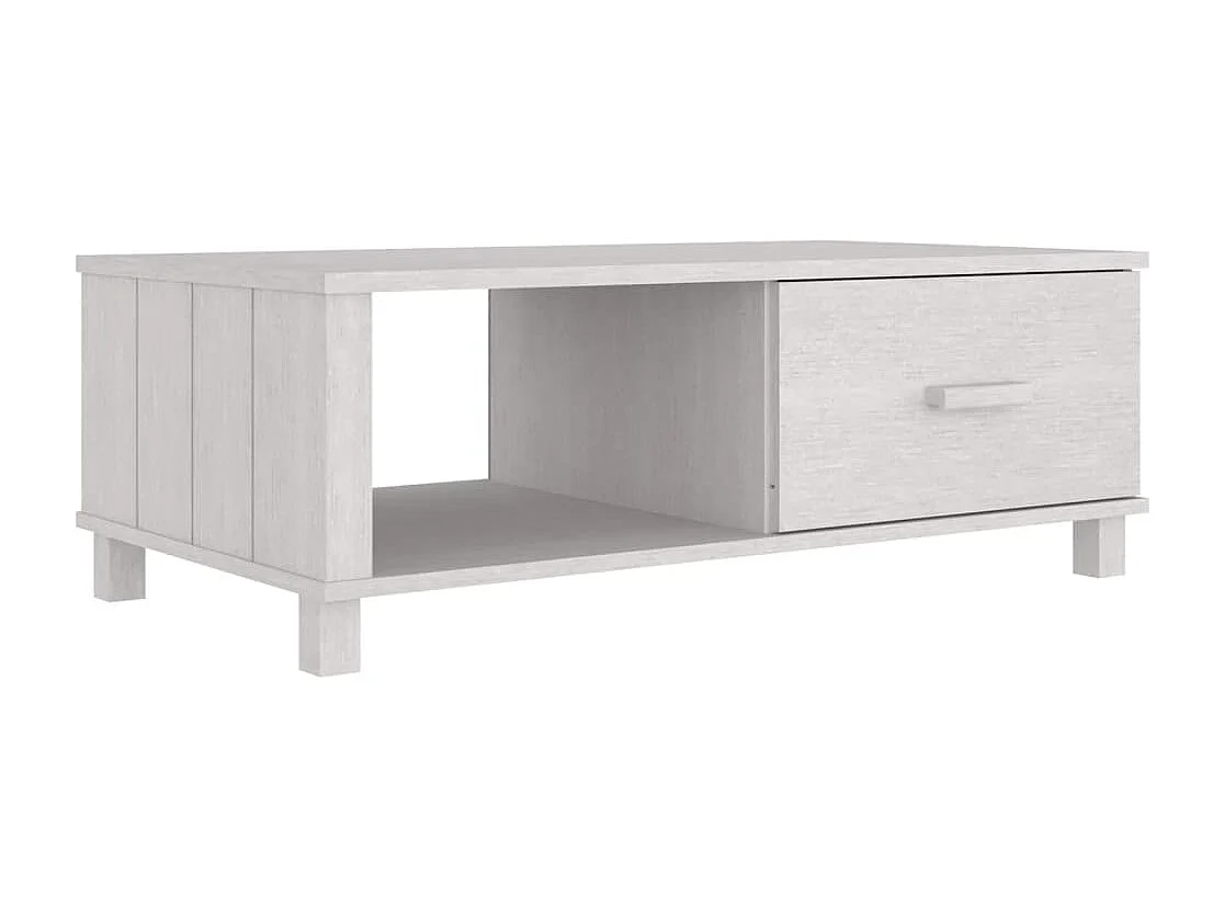 Table basse HAMAR Blanc 100x55x35 cm Bois massif de pin