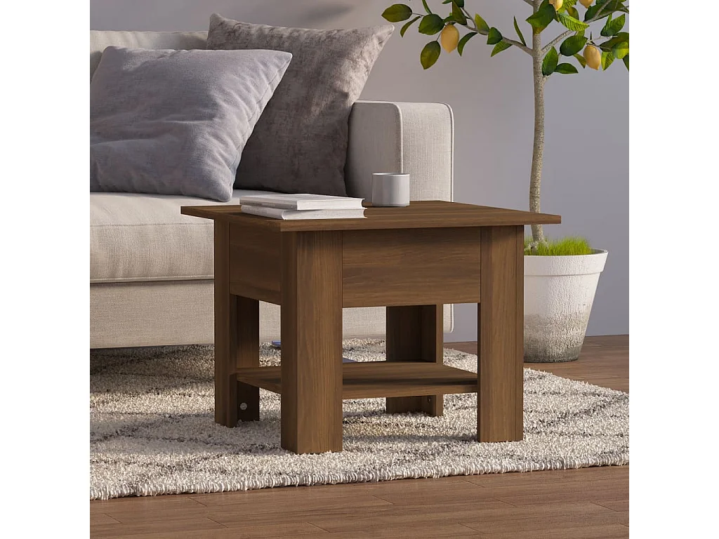 Mesa de centro 55x55x42 cm contraplacado cor carvalho castanho