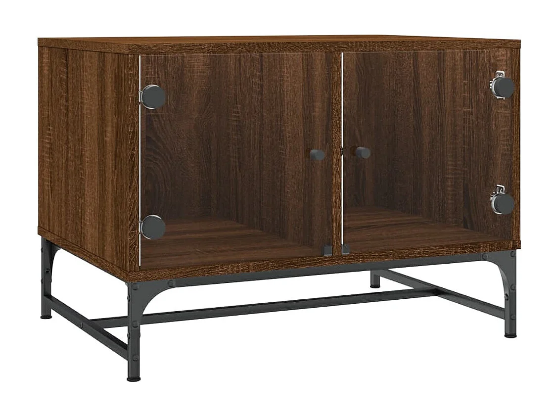 Table basse avec portes en verre chêne marron 68,5x50x50 cm