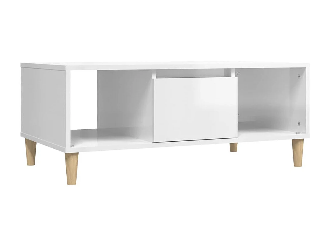 Table basse Blanc brillant 90x50x36,5 cm Bois d'ingénierie