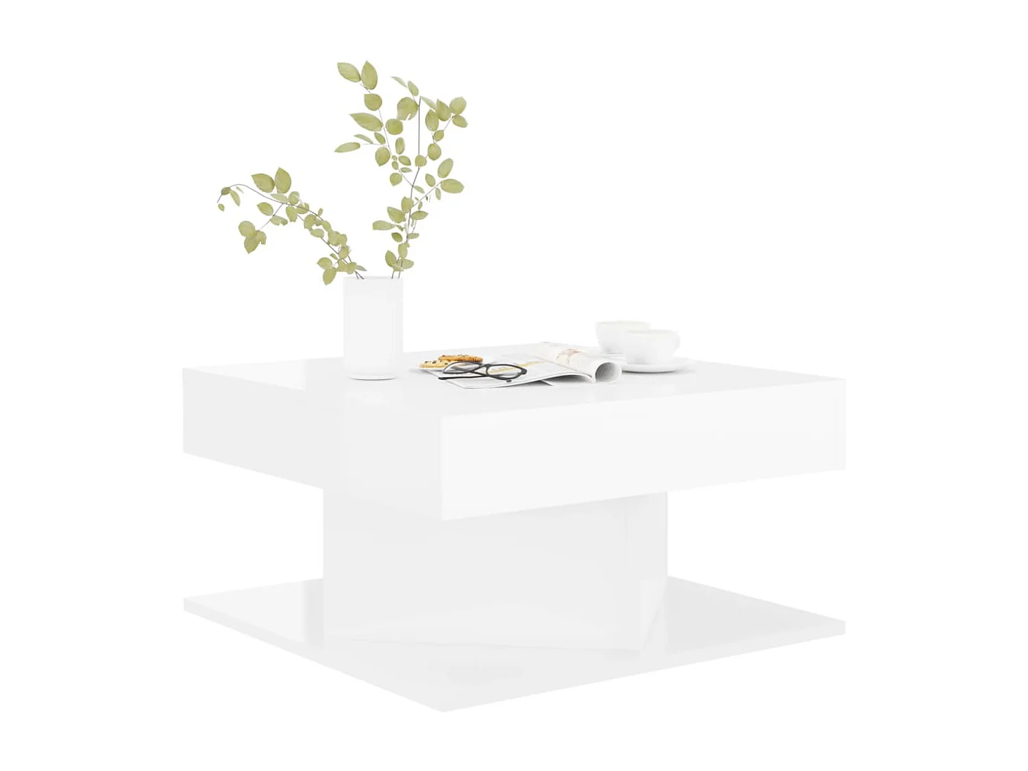 Mesa de centro 57x57x30 cm contraplacado branco brilhante