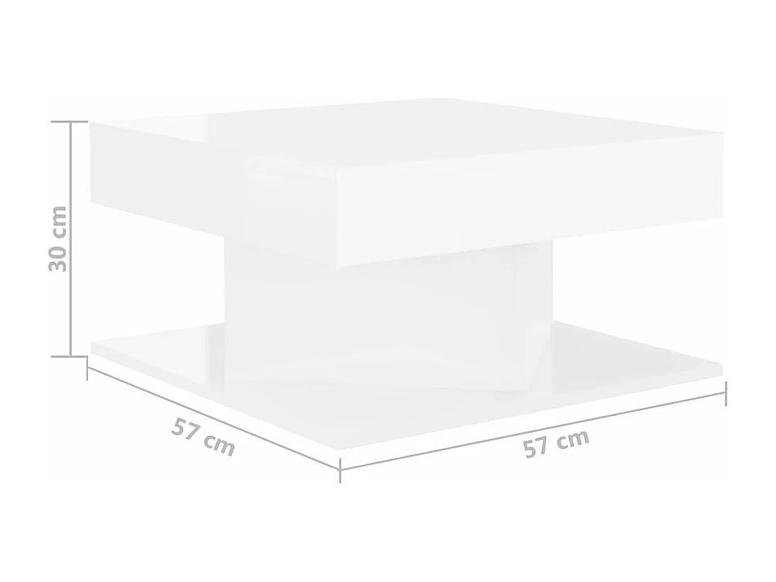 Mesa de centro 57x57x30 cm contraplacado branco brilhante