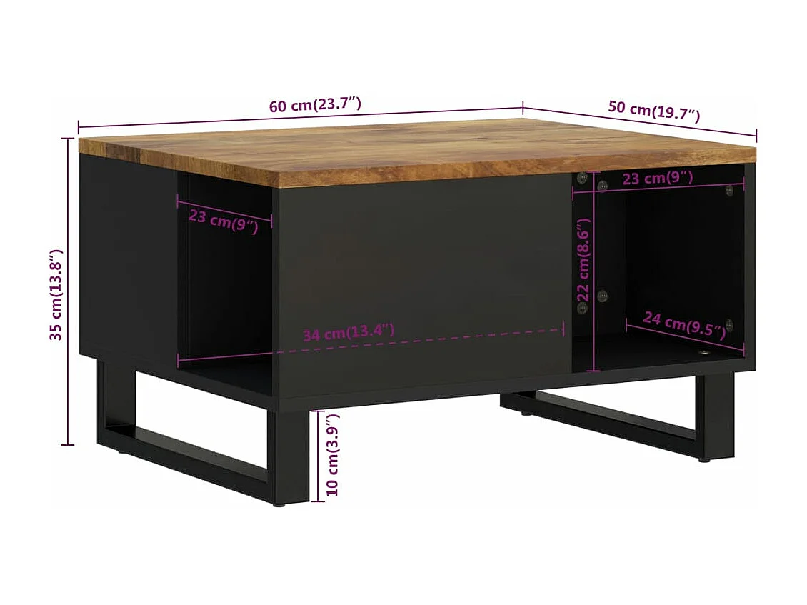 Table basse 60x50x35 cm bois de manguier massif