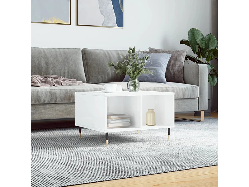 Mesa de centro 60x50x36,5 cm derivados madeira branco brilhante