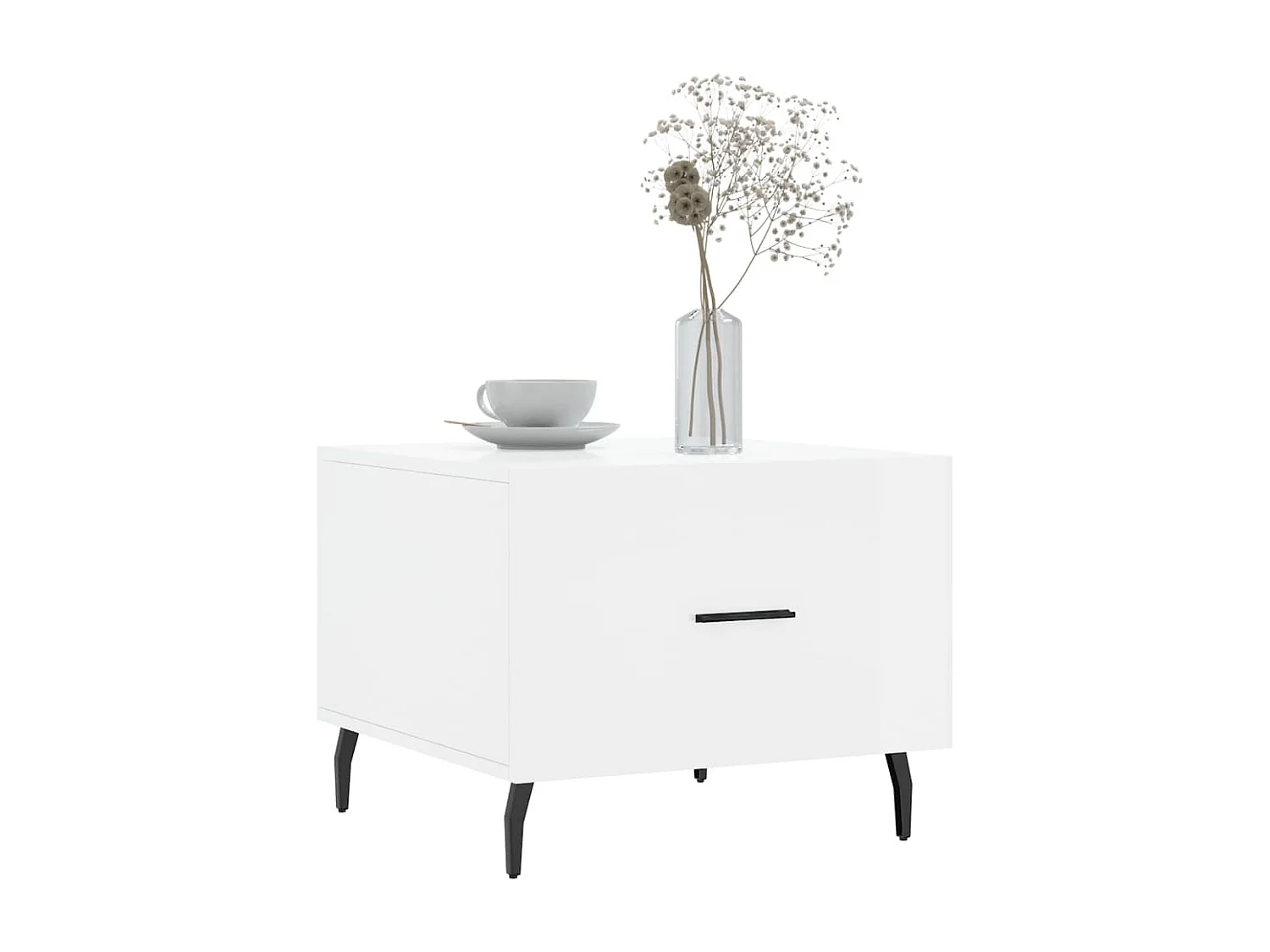 Mesa de centro madera de ingeniería brillo blanco 50x50x40 cm