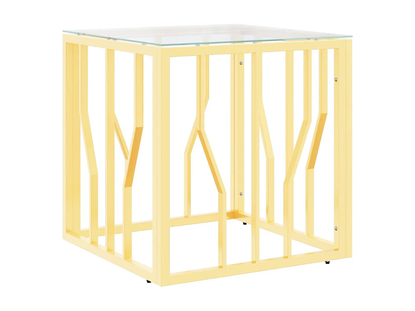 Table basse doré 50x50x50 cm acier inoxydable et verre