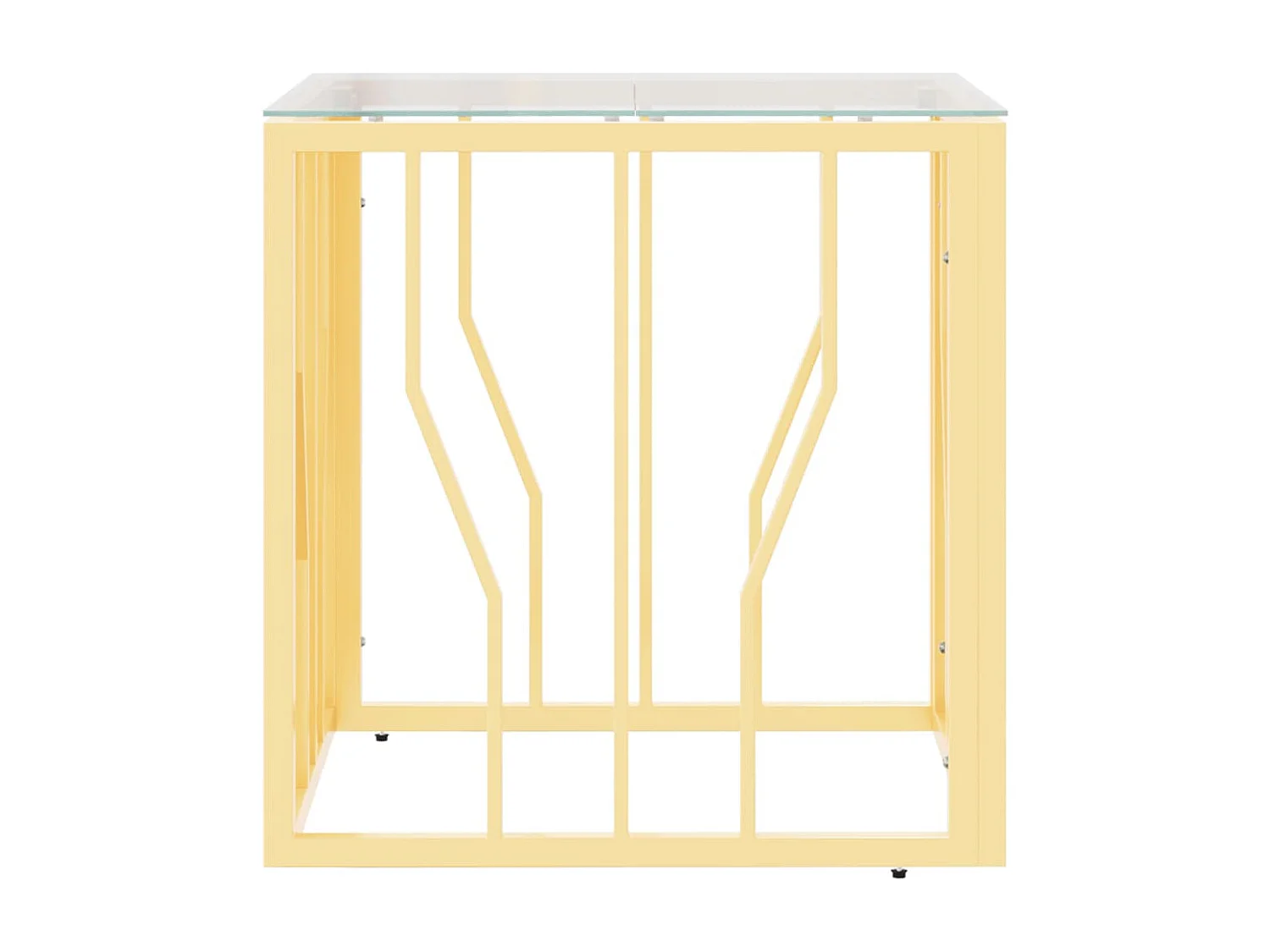 Table basse doré 50x50x50 cm acier inoxydable et verre