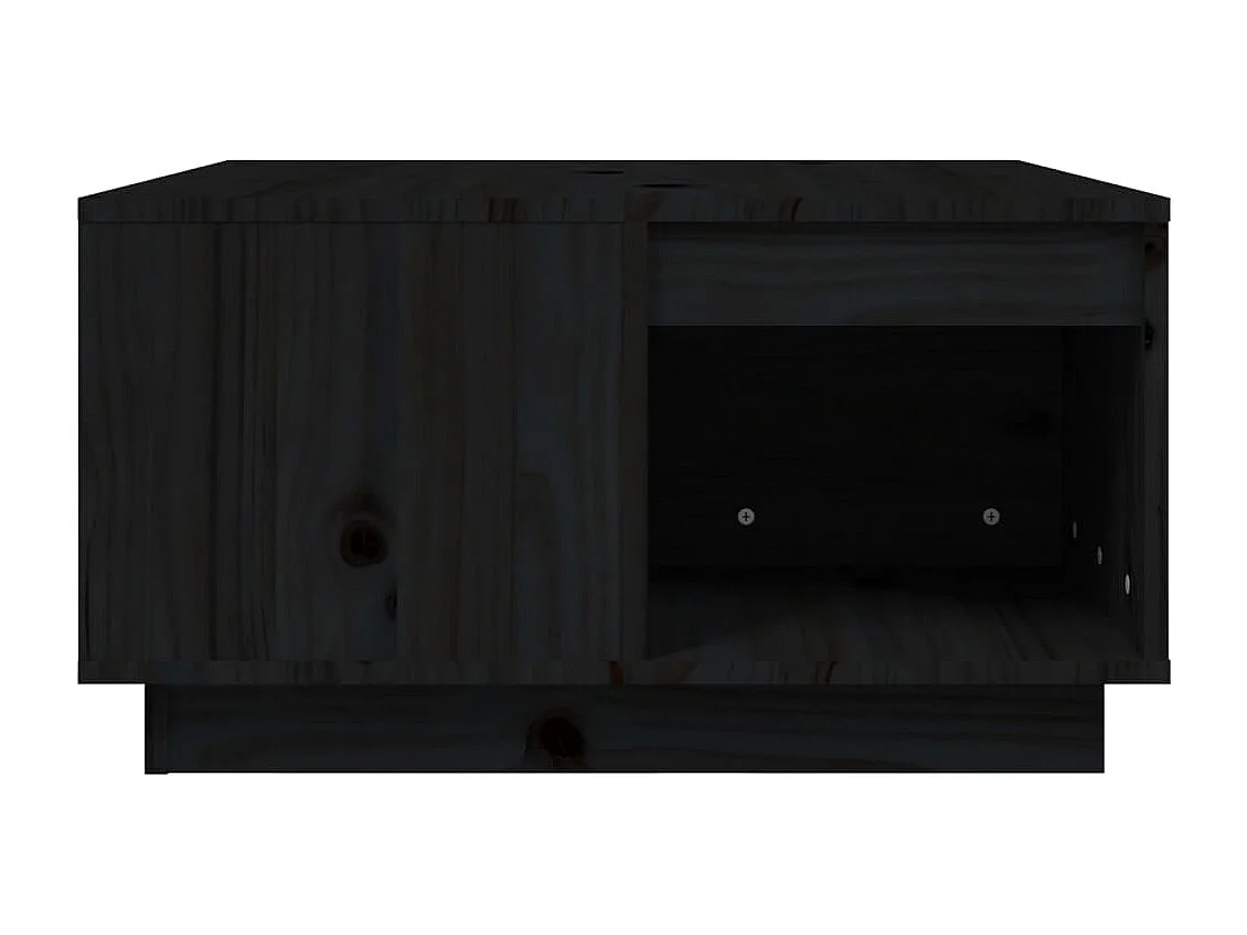 Table basse Noir 60x61x32,5 cm Bois massif de pin