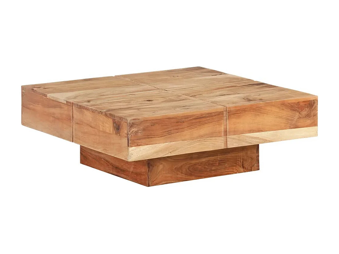 Mesa de centro de madera maciza de acacia 80x80x28 cm