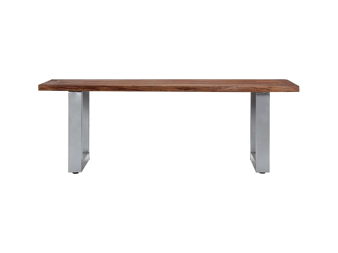 Mesa de centro borde natural madera maciza acacia 115x60x40 cm