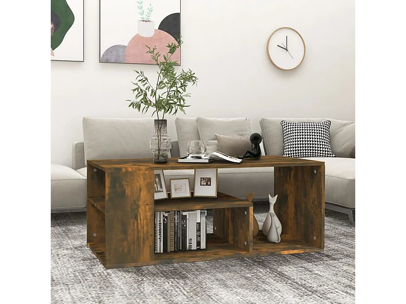 Table basse Chêne fumé 100x50x40 cm Bois d'ingénierie