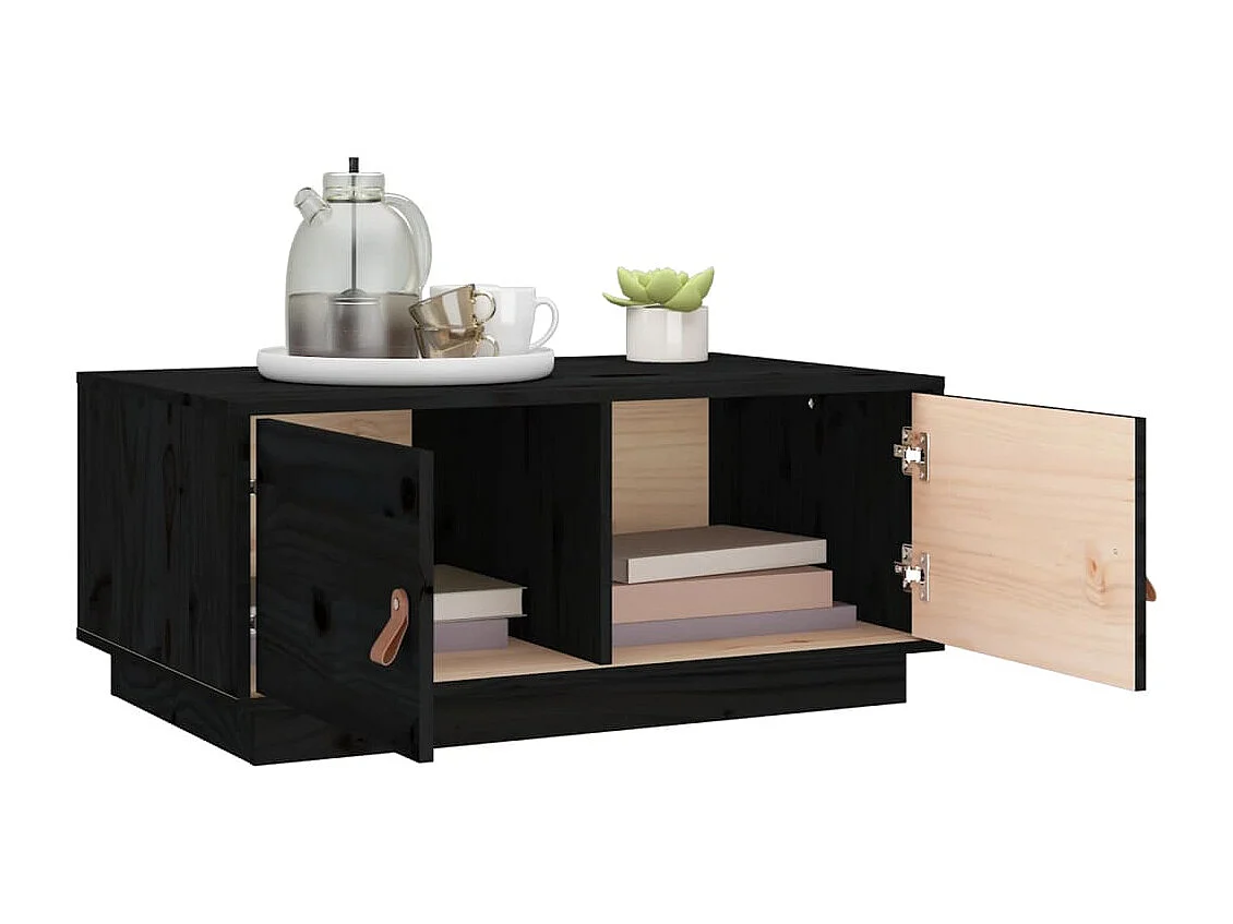 Salontafel 80x50x35 cm massief grenenhout zwart