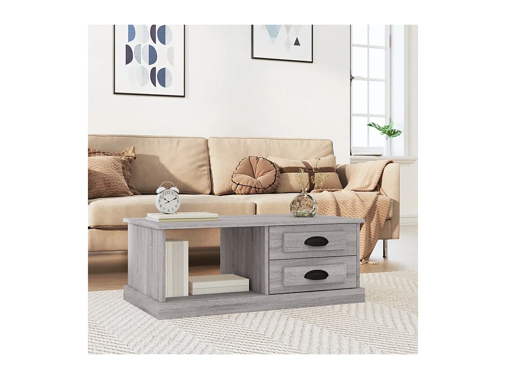 Mesa de centro madera contrachapada gris Sonoma 90x50x35 cm