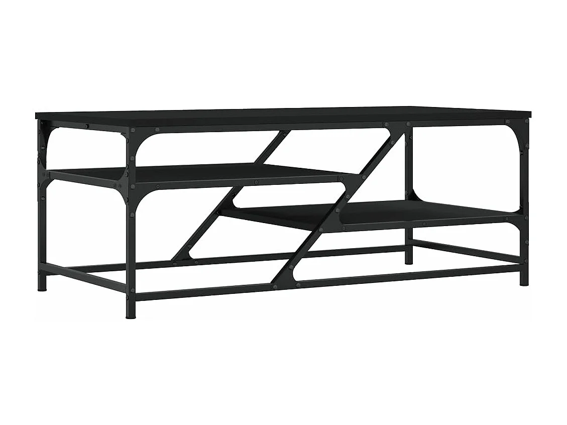 Mesa de centro de madera contrachapada negro 100x49x40 cm