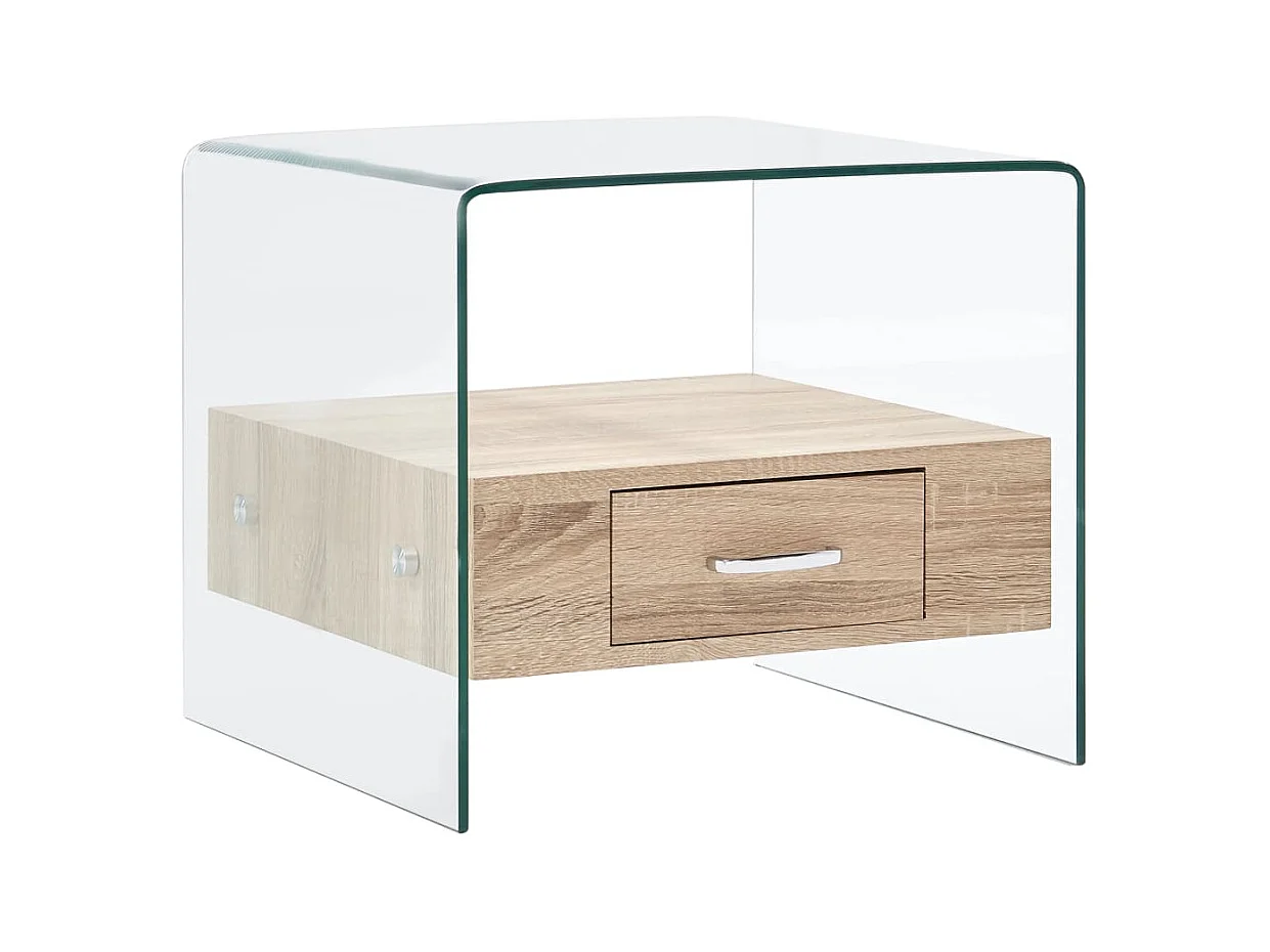 Table basse avec tiroir 50 x 50 x 45 cm Verre trempé
