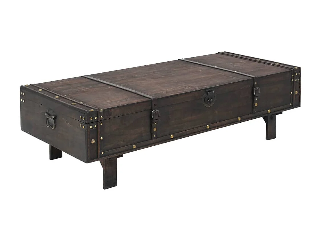 Mesa de centro madeira maciça estilo vintage 120x55x35 cm