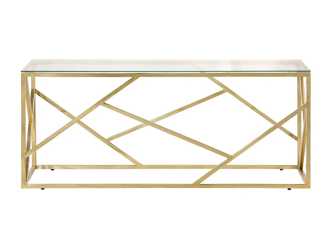 Mesa de centro dorada acero inoxidable y vidrio templado