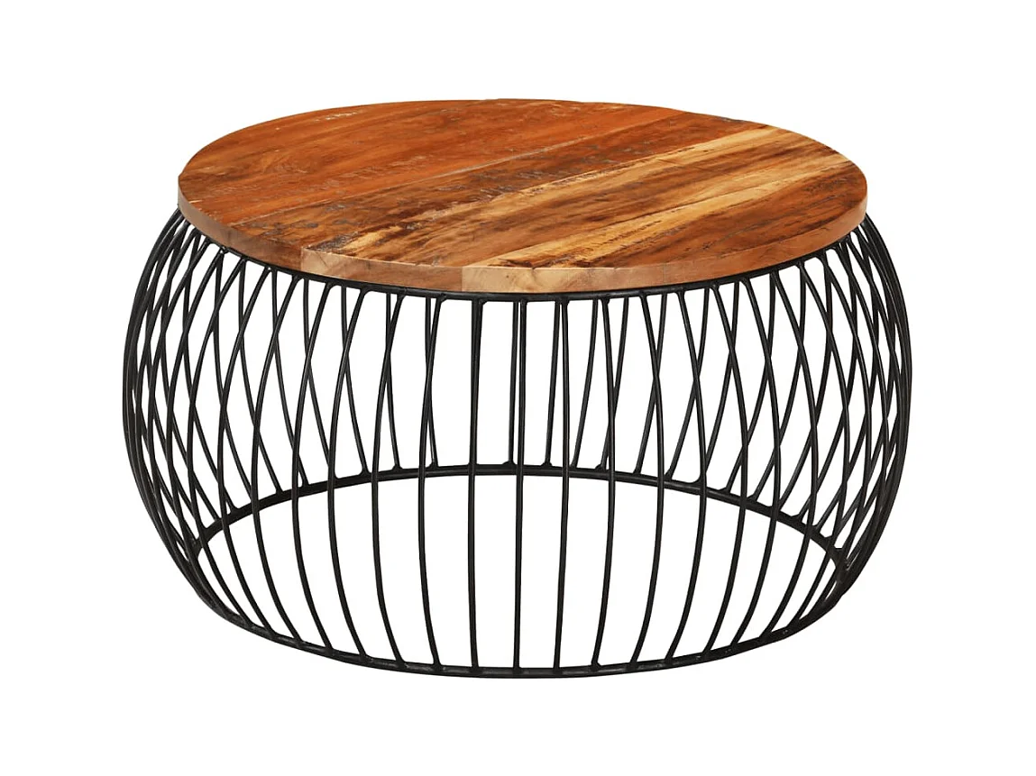 Table basse Ø68 cm Bois de récupération solide