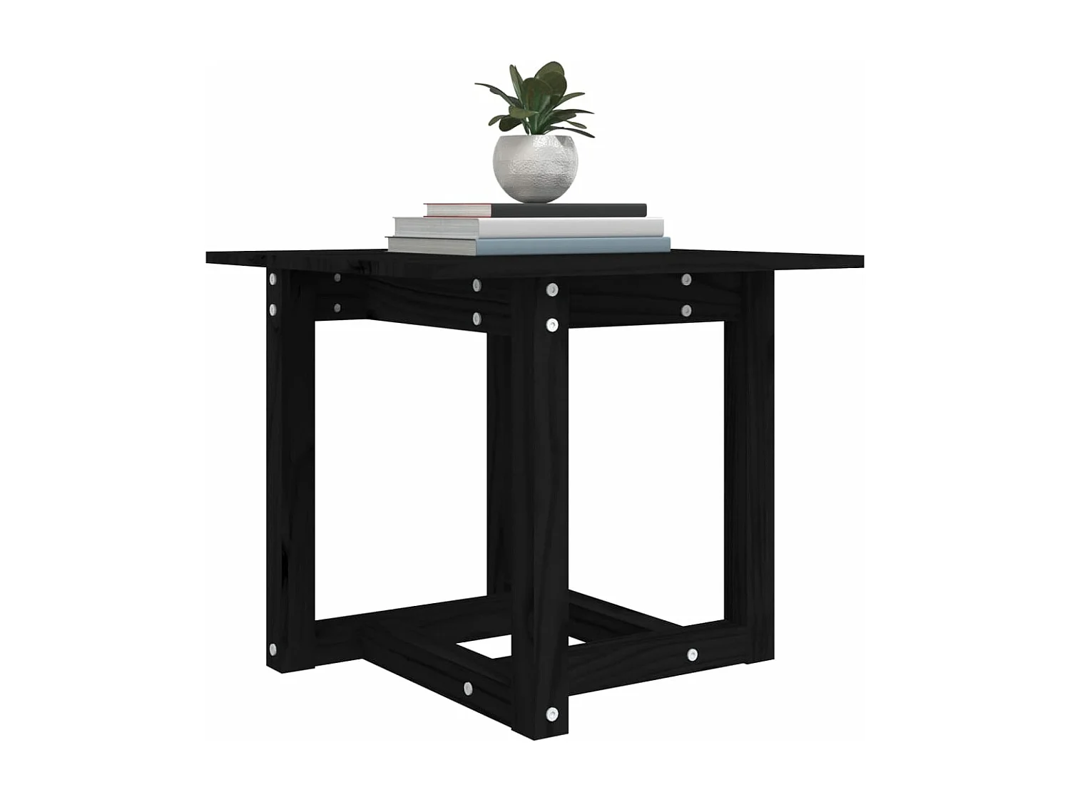 Table basse Noir 50x50x45 cm Bois massif de pin