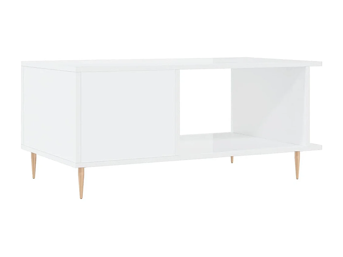 Table basse Blanc brillant 90x50x40 cm Bois d'ingénierie