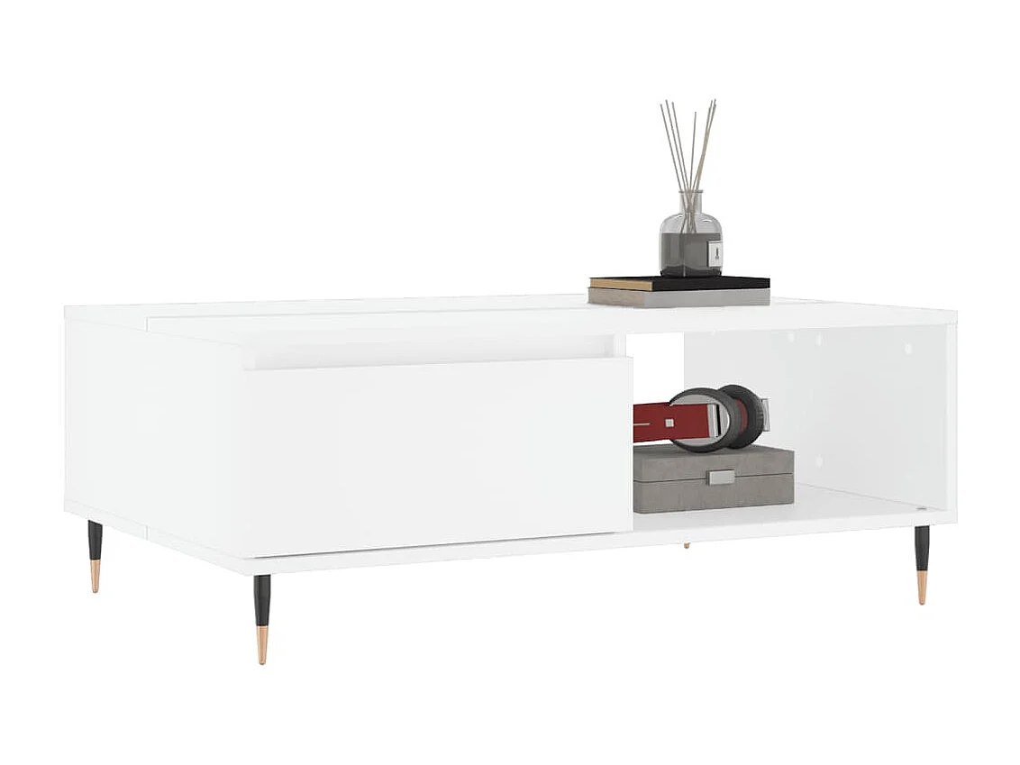 Table basse blanc 90x60x35 cm bois d'ingénierie