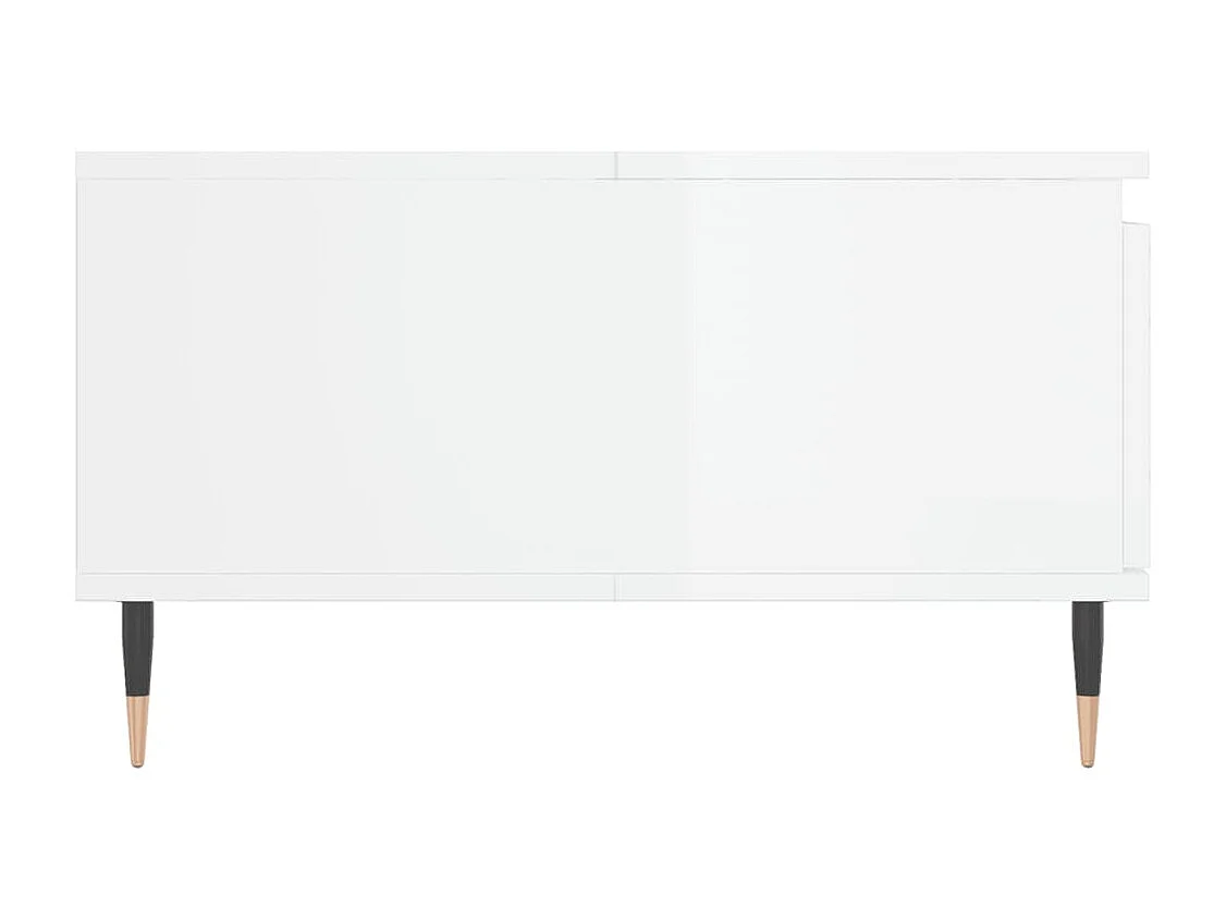 Table basse blanc brillant 90x60x35 cm bois d'ingénierie