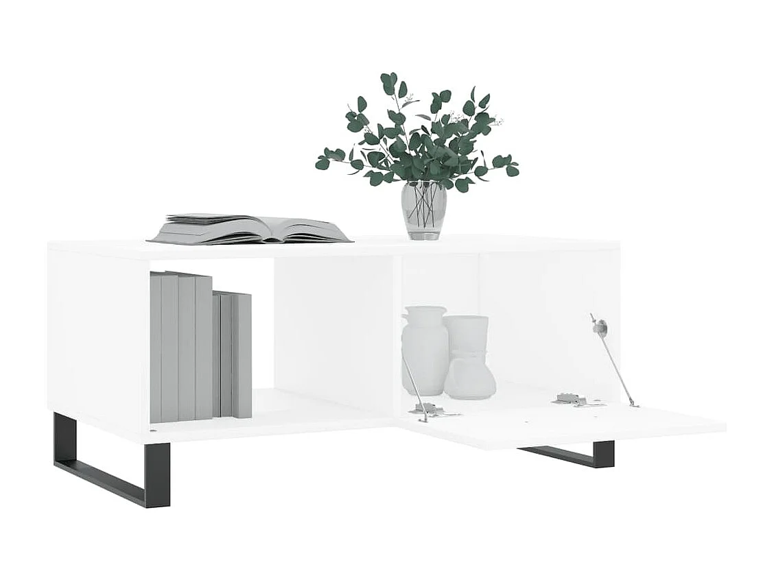 Mesa de centro madera contrachapada blanco 90x50x40 cm