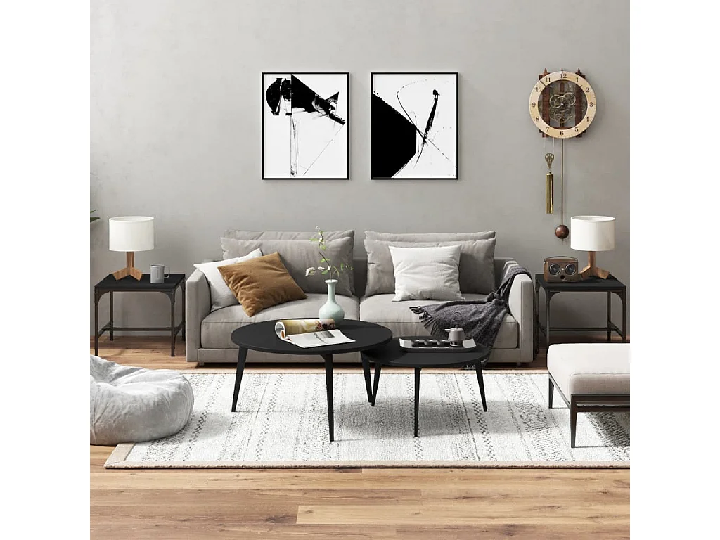 Tables d'appoint 2 pièces Noir 40x40x35 cm Bois d'ingénierie