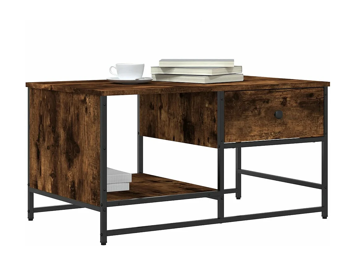 Table basse chêne fumé 85,5x51x45 cm bois d'ingénierie