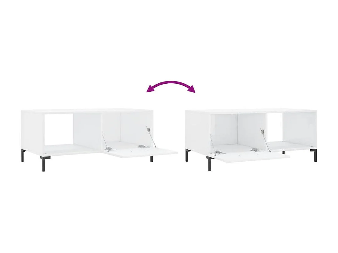 Mesa de centro madera contrachapada blanco brillo 90x50x40 cm