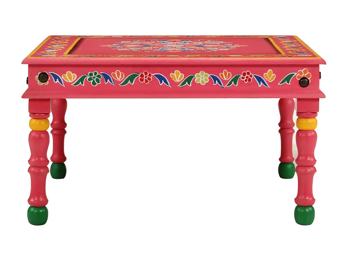 Mesa de centro pintada à mão mangueira maciça rosa