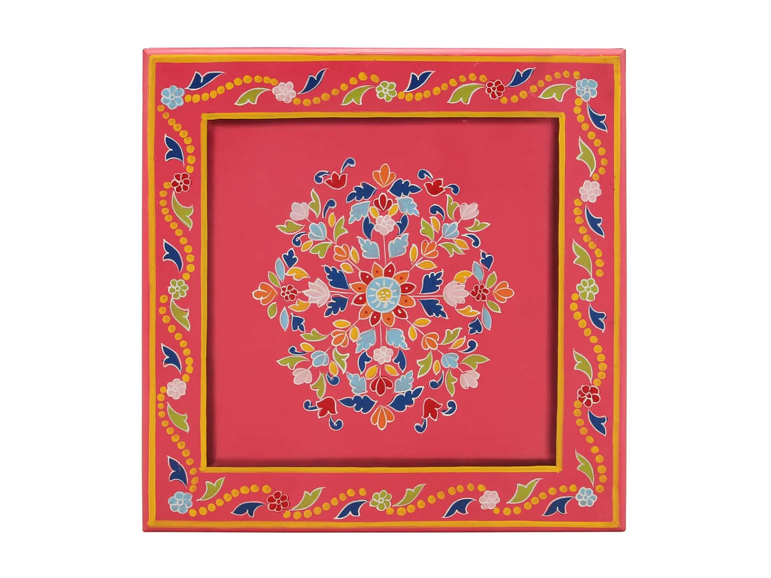 Mesa de centro pintada à mão mangueira maciça rosa