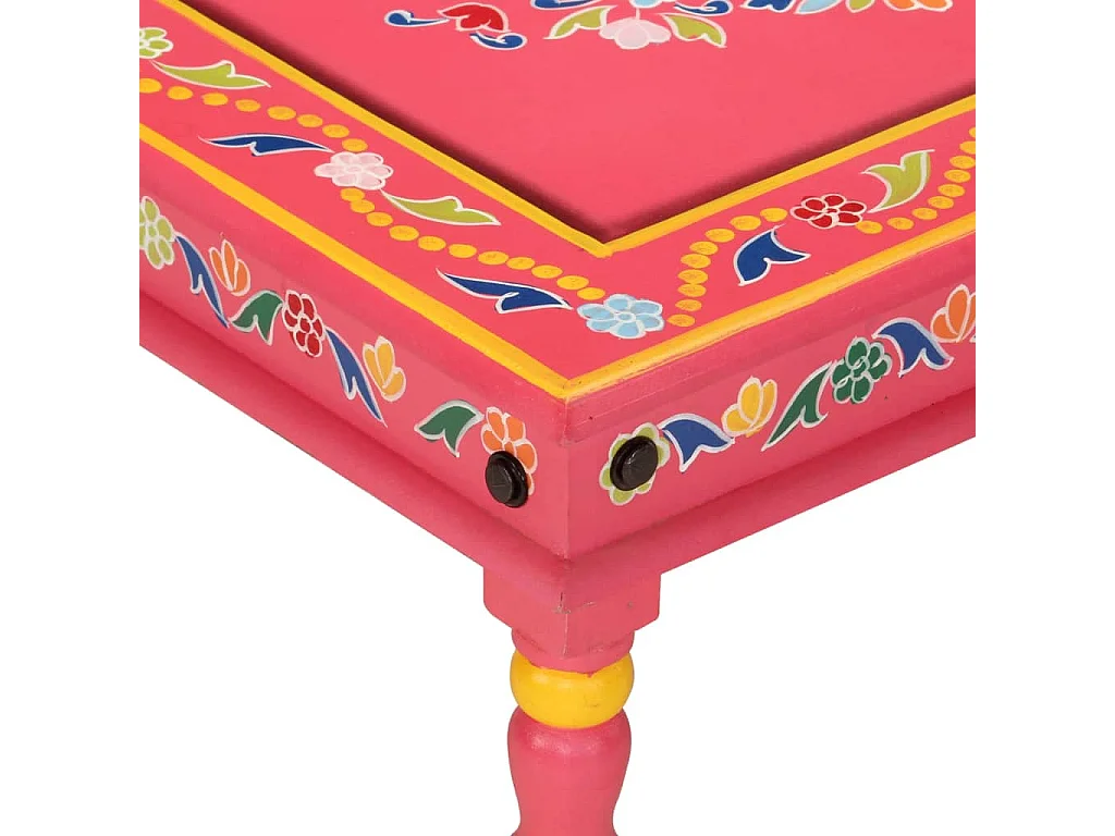 Mesa de centro pintada à mão mangueira maciça rosa