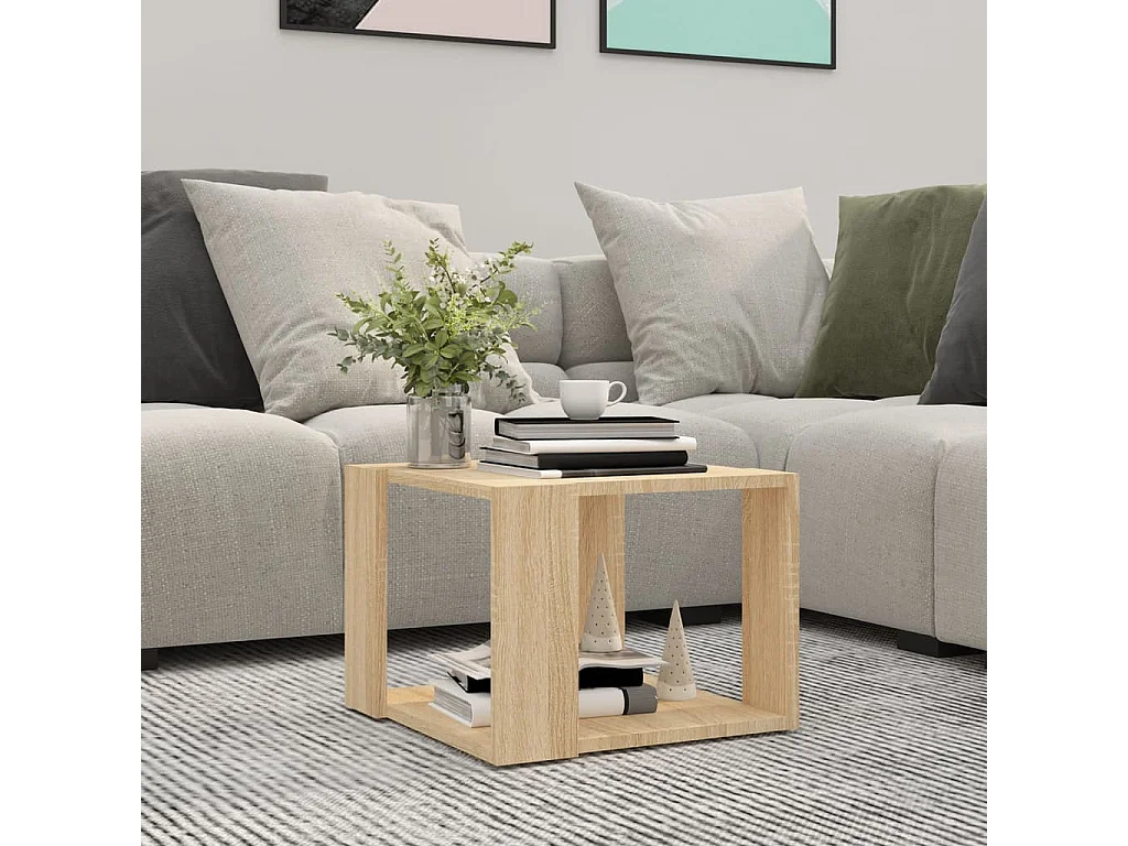 Salontafel 40x40x30 cm bewerkt hout sonoma eikenkleurig