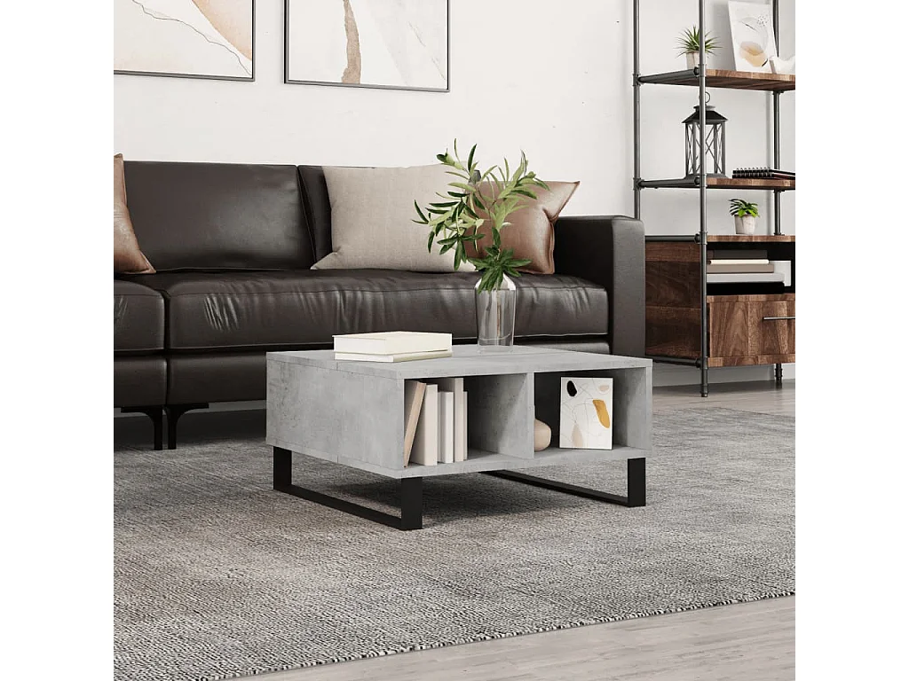 Table basse gris béton 60x60x30 cm bois d'ingénierie