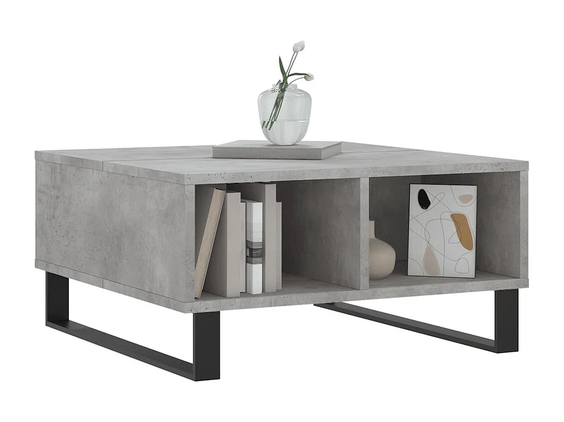 Table basse gris béton 60x60x30 cm bois d'ingénierie