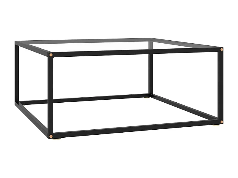 Salontafel met gehard glas 80x80x35 cm zwart