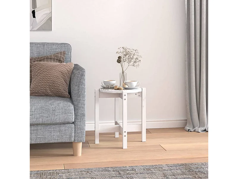 Table basse Blanc Ø 42,5x45 cm Bois massif de pin