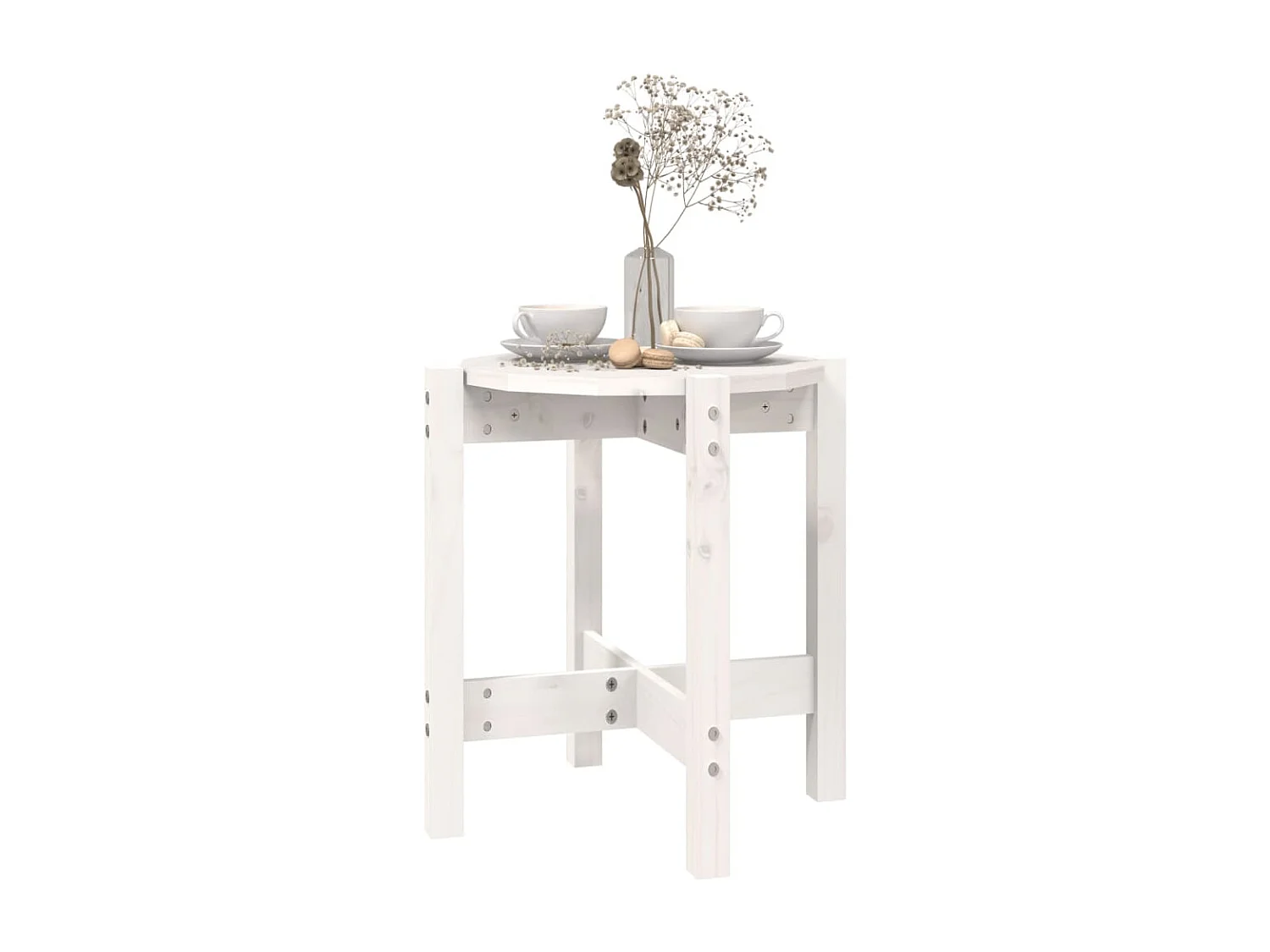 Table basse Blanc Ø 42,5x45 cm Bois massif de pin