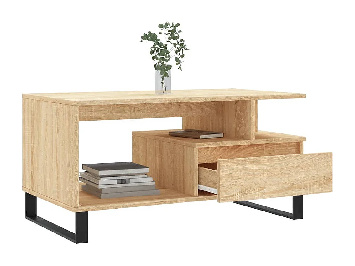 Mesa de centro madera contrachapada roble Sonoma 90x49x45 cm