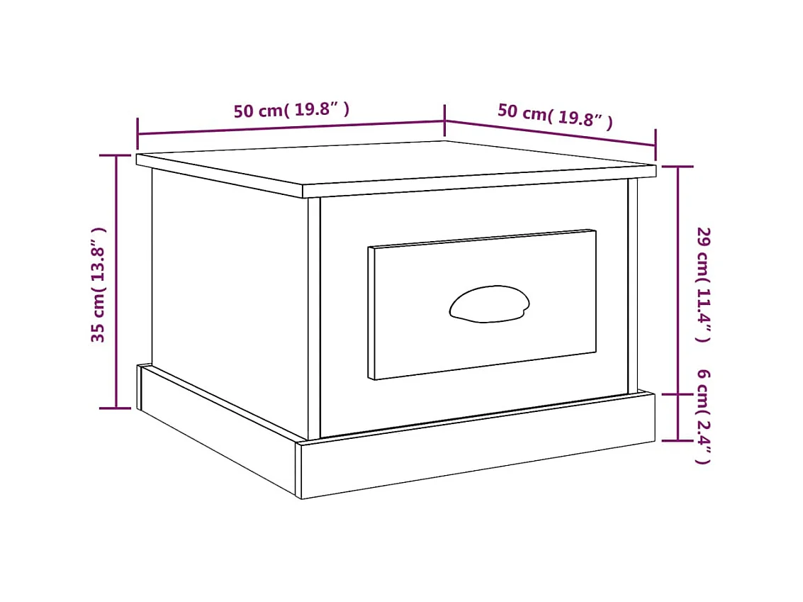 Table basse blanc brillant 50x50x35 cm bois d'ingénierie