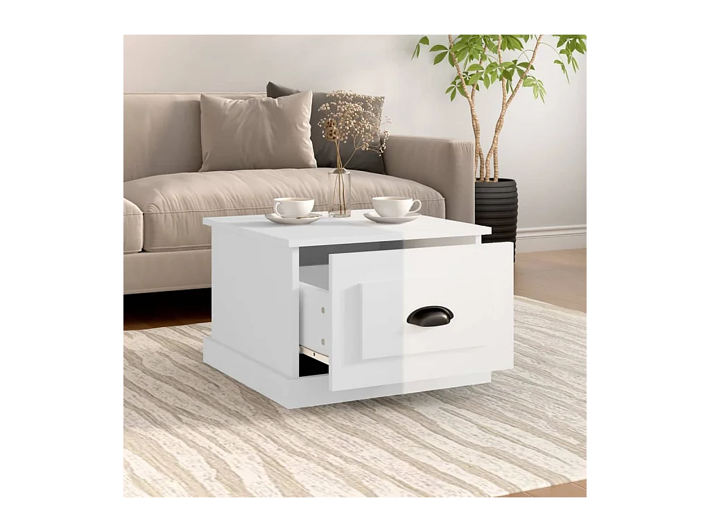 Table basse blanc brillant 50x50x35 cm bois d'ingénierie