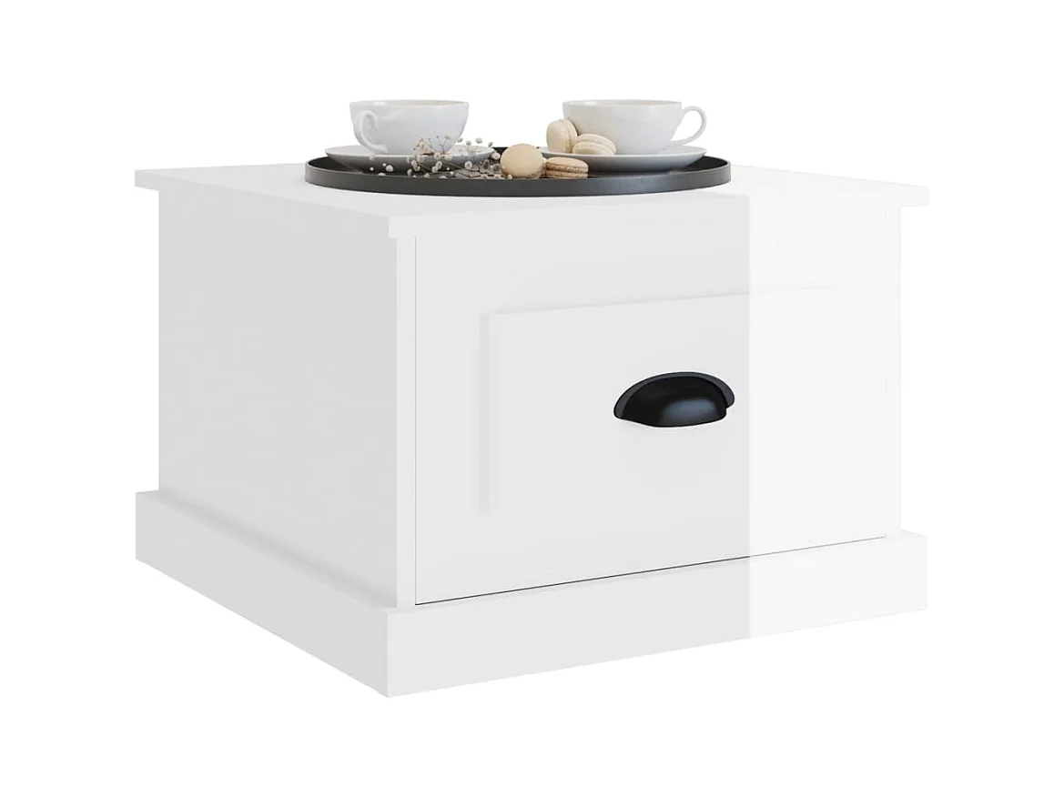 Table basse blanc brillant 50x50x35 cm bois d'ingénierie
