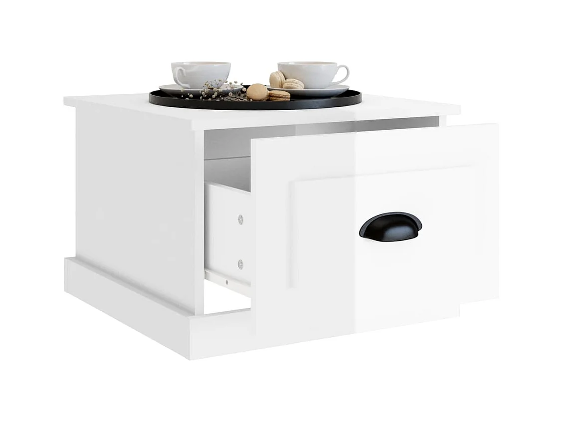 Table basse blanc brillant 50x50x35 cm bois d'ingénierie