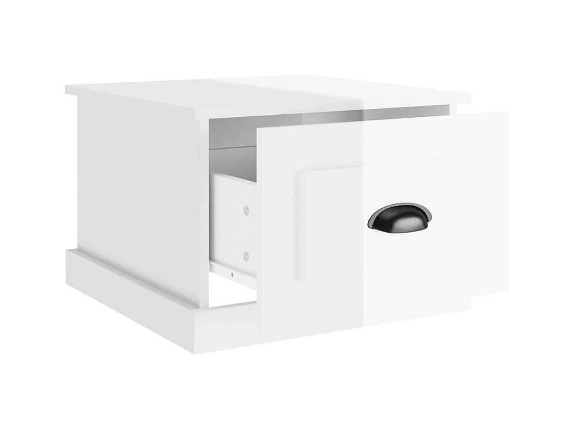 Table basse blanc brillant 50x50x35 cm bois d'ingénierie