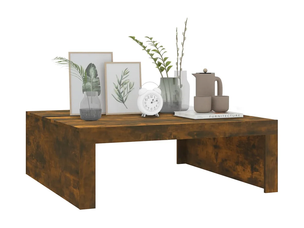 Mesa de centro madera contrachapada roble ahumado 100x100x35 cm