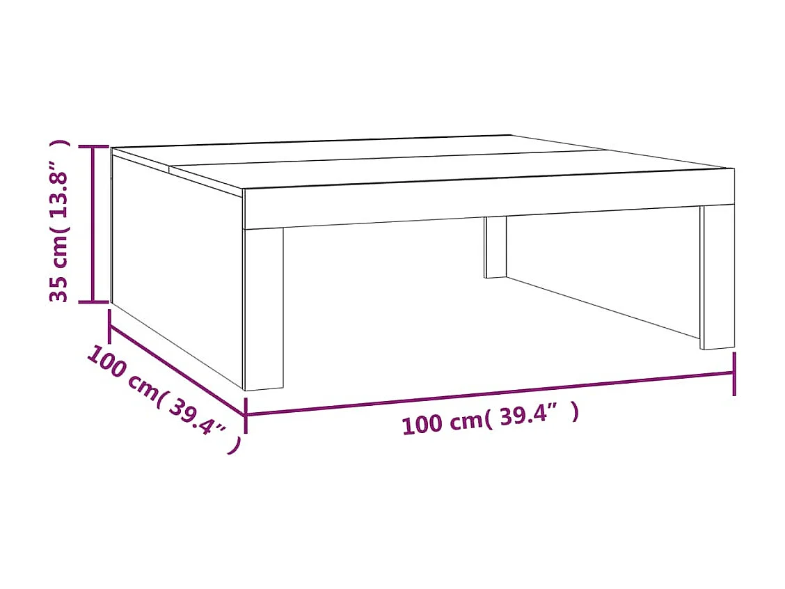 Mesa de centro madera contrachapada roble ahumado 100x100x35 cm